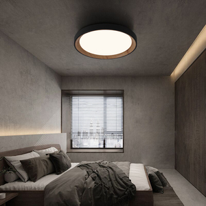 侘寂风卧室灯吸顶灯客厅现代简约个性极简胡桃木纹智能主卧房间灯