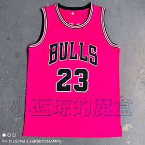 Trillest新款芝加哥粉色刺绣球衣23号篮球服网眼潮嘻哈街头篮球