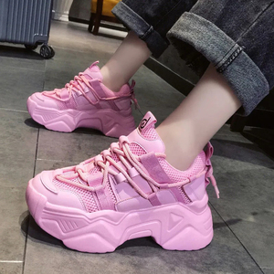 粉色老爹鞋女子ins潮2021年夏季新款百搭时尚厚底增高学生运动鞋