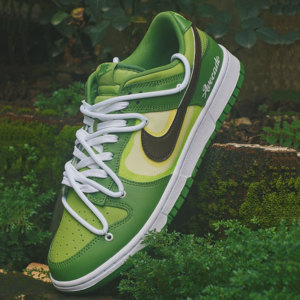 nike dunk low 牛油果配色解构鞋带科米蛙休闲板鞋男女款球鞋定制