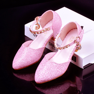 儿童高跟鞋女公主尖头