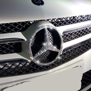 适用于奔驰大标贴钻车标钻石贴镶钻贴纸装饰贴标标志车logo女gla