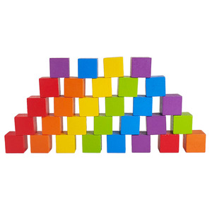 沪教 边长2cm 木质正方体块立方体方块 原木彩色小学数学教具模型学具