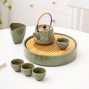 中式功夫茶具套装简易客厅会客茶壶茶杯茶盘整套陶瓷泡茶器家用
