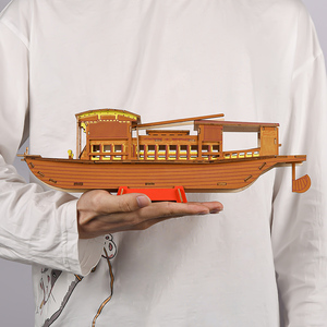 嘉兴南湖红船手工diy拼装模型木质套装桌面中式摆件儿童益智玩具