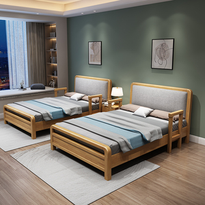 全实木床单人床1.2米家用老年人敬老院护理床带扶手老人床1米小床