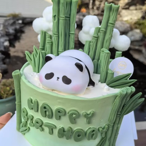 网红发光小熊猫蛋糕装饰摆件卡通可爱趴趴熊儿童生日甜品台插件