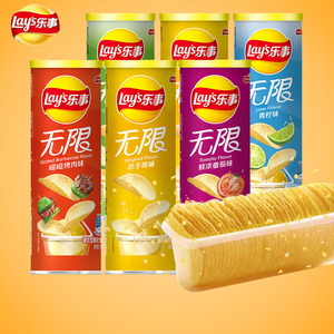乐事薯片104g罐桶装原味番茄味黄瓜味青柠味儿童膨化休闲零食发批