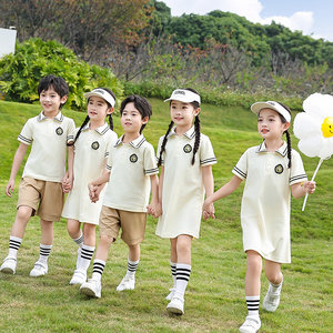 幼儿园园服夏装英伦风小学生校服新款儿童学院风短袖衬衫套装班服