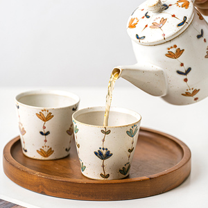 小鹿田烧日本进口茶具陶瓷日式和风家用泡茶壶茶壶单壶茶杯釉下彩