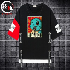 大侦探皮卡丘宠物小精灵杰尼龟短袖t恤夏季休闲半袖衣服学生上衣