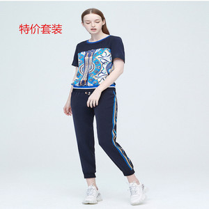 诗篇折扣女装2020年夏季新款百搭丝巾宽松时尚运动休闲套装两件套