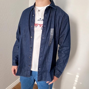 ck calvin klein男士秋冬新款简约时尚百搭纯棉厚实长袖牛仔衬衫