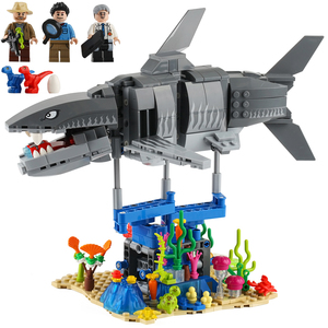 可游动发射巨齿鲨鱼海洋动物系列男孩益智乐高拼装积木玩具6-12岁