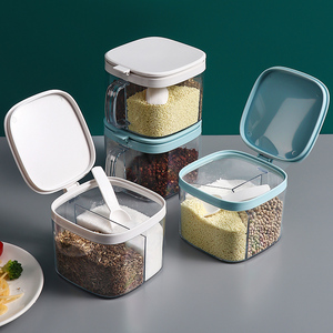 茶花调料盒家用厨房盐味精调味料收纳盒塑料调味盒一体多格调料罐