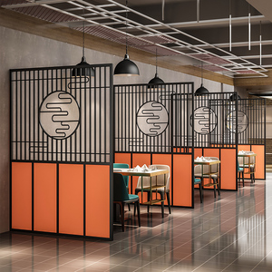 现代屏风装饰卡座围栏铁艺饭店餐厅火锅店简约小包间简约镂空隔断