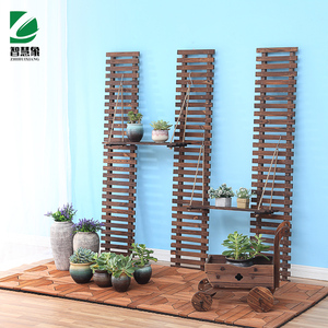 阳台墙面装饰壁挂垂吊木花架室外碳化防腐木花盆架客厅爬藤悬挂架