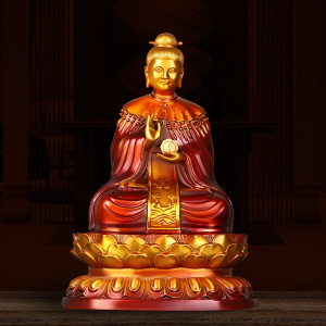 无生老母摆件铜彩绘坐莲花无极母老祖母骊山圣母铜像家用供养佛像