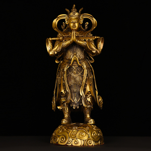 铜韦陀菩萨摆件纯铜韦天将军佛像工艺品家居供养神像大号韦陀天王