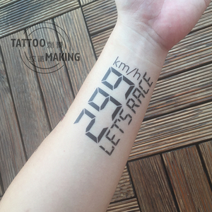 纹身贴机车跑车爆表时速数字299酷防水持久女男潮暗黑系仿真刺青0