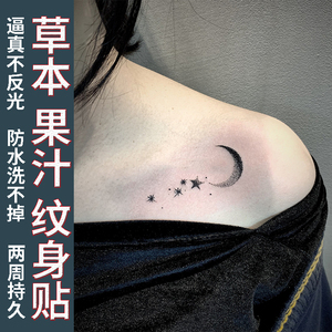 【一份两张】草本纹身贴纸月亮星星空锁骨果汁不反光防水持久女男