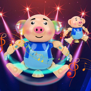 新款海藻猪太空跳舞机器人萌萌猪炫舞360旋转带声光电动玩具礼品