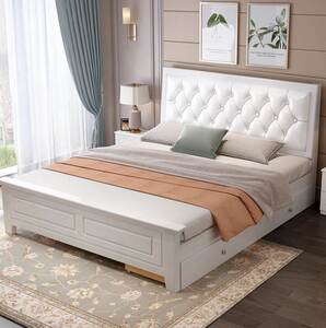 实木床现代简约18米双人床公主床欧式婚床15m轻奢软包主卧大床3m2