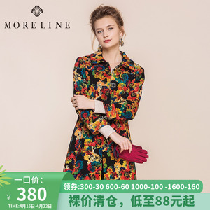 moreline旗舰店天猫沐兰2022春装新款女士素雅艺术印花百搭舒适长袖