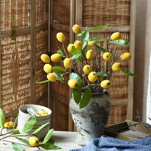 枇杷果仿生花客厅装饰水果绿植摆件假花盆栽仿真花摆设小清新