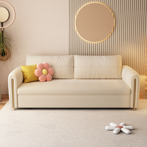 网红多功能沙发床客厅小户型储物直排奶油风科技布沙发床折叠两用