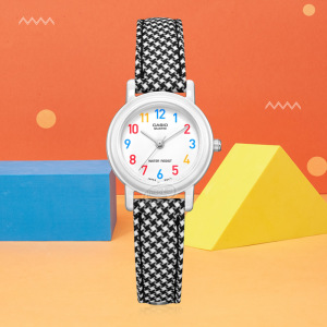 卡西欧手表女薄款时尚休闲学生黑白表带石英女表lq-139lb-1b