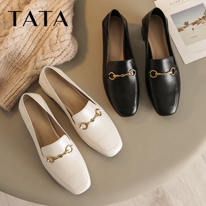 east tata女鞋2021春季新款小皮鞋乐福鞋她他鞋-1