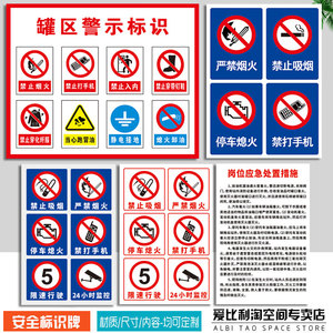罐区卸油安全操作规程岗位禁止吸烟限速标识油库重地严禁烟火大字标语