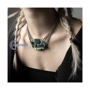 after party原创机械姬项圈赛博朋克电子颈链不锈钢防