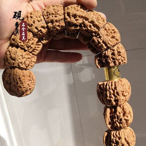 文玩核桃拐棍核桃雕刻拐杖麻麒麟纹官帽四座楼核桃手杖儿礼品收藏