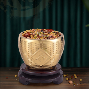 五谷丰登杂粮摆件镇宅招财粮仓金斗铜缸纯铜乔迁新居礼品年年有余