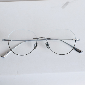 无框纯钛近视眼镜男女配镜有度数 下半边黑边眼镜框架轻盈