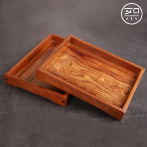 絮旧 海黄文盘 正宗海南黄花梨木质盘子托盘中式复古长方形收纳盘