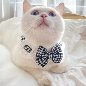 猫咪项圈编织毛线猫围脖装饰品猫猫脖圈幼猫小猫脖子饰品蓝猫颈饰