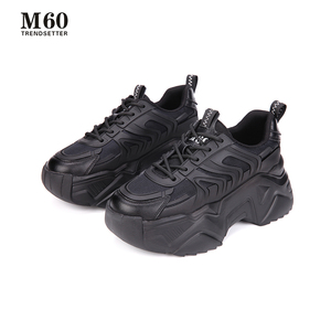 m60轻奢潮流秋季新款网面黑色厚底老爹鞋女鞋运动鞋显脚小增高ins