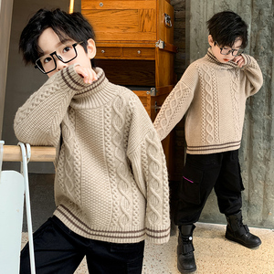 next sunny男童高领毛衣2022春季新款韩版加厚儿童套头长袖针织衫