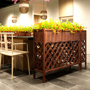 室外庭院奶茶咖啡店餐厅隔断花架花箱花槽木栅栏实木花箱围栏装饰