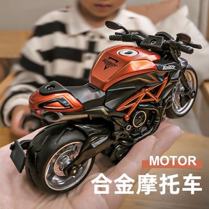 仿真摩托车玩具男孩合金机车模型赛车儿童回力玩具车小汽车礼物