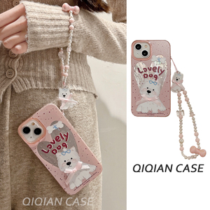 手机壳适用苹果14/13promax硬壳12手提链条挂绳少女心可爱卡通小众