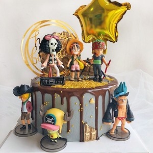 海贼王蛋糕装饰摆件路飞索隆乔巴公仔海盗船主题情景生日烘焙插件