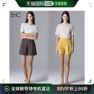 韩国直邮EnC 牛仔裤 [EnC] 松紧设计 卷边设计 短裤