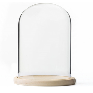 实木底座透明永生花玻璃罩展示盒防尘罩盲盒手办罩子干花桌面摆件_阿