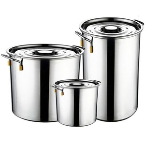 不锈钢桶圆桶水桶60汤桶吊桶加厚商用带盖汤锅特厚卤桶卤锅汤锅50