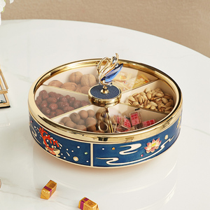 现代轻奢干果盒家用客厅茶几装饰果盘创意珐琅彩糖果盒时尚坚果盒