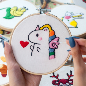 独角兽刺绣diy材料包儿童立体自绣初学者入门手工课制作创意礼物